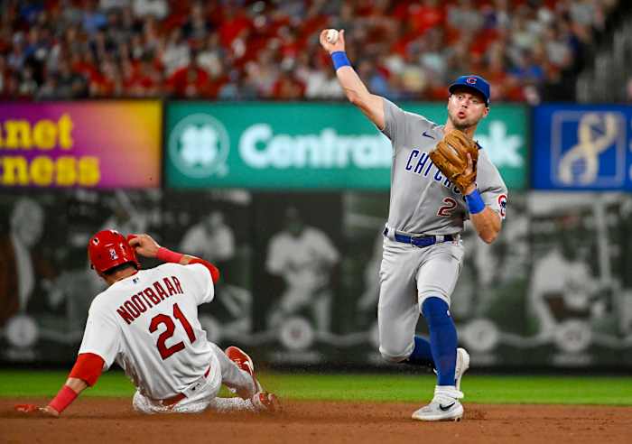 Chicago Cubs shortstop Nico Hoerner against the Cardinals in early August. 